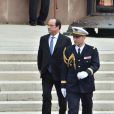 Le président de la République François Hollande lors de la cérémonie à l'occasion du 76ème anniversaire de l’appel du 18 juin 1940 au Mont-Valérien à Suresnes, le 18 juin 2016. © Lionel Urman/Bestimage