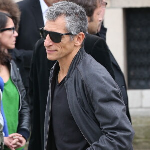 Nagui - Sortie des obsèques de Gilles Verlant au Père Lachaise à Paris. Le 4 octobre 2013.