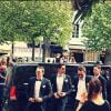 Grégoire Lyonnet, Christophe Licatat et Yann-Alrick lors du mariage de Grégoire et Alizée, le 18 juin 2016, en Corse
