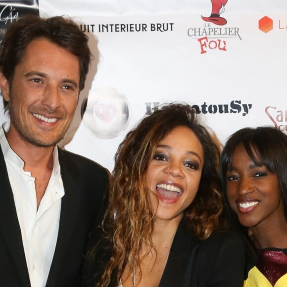 Louisy Joseph entre Vincent Cerutti et sa compagne Hapsatou Sy - Inauguration du showroom d'Hapsatou Sy au Viaduc des Arts à Paris, le 14 janvier 2016. © CVS/Bestimage