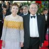 Michel Rocard et sa femme à Cannes, le 14 mai 2003