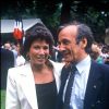Anne Sinclair et Elie Weisel lors de la garden party de l'Elysée en 1988
