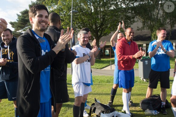 Le chanteur Grégoire lors du tournoi de football Media Cup, un tournoi par équipe de production ou chaine de télévision, à Meudon. Le 2 juillet 2016