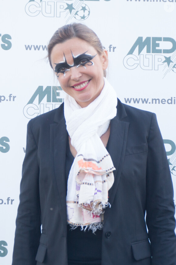 Sandrine Quétier (du groupe The Jokers) lors du tournoi de football Media Cup, un tournoi par équipe de production ou chaine de télévision, à Meudon. Le 2 juillet 2016