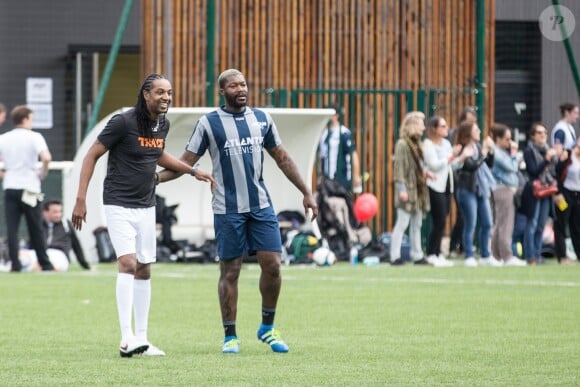 Semi-Exclusif - Medhy Custos et Djibril Cissé - People lors du tournoi de football Media Cup, un tournoi par équipe de production ou chaine de télévision, à Meudon. Le 2 juillet 2016