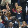 Ludivine Sagna (la femme de Bacary Sagna), Jennifer Giroud (la femme d'Olivier Giroud), Tiziri Digne (La femme de Lucas Digne), et Sephora (la compagne de Kingsley Coman) lors du match du quart de finale de l'UEFA Euro 2016 France-Islande au Stade de France à Saint-Denis, France le 3 juillet 2016. © Cyril Moreau/Bestimage