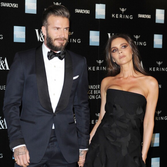 David Beckham et sa femme Victoria Beckham - Gala "Alexander McQueen : Savage Beauty" au Victoria and Albert Museum à Londres, le 12 mars 2015.