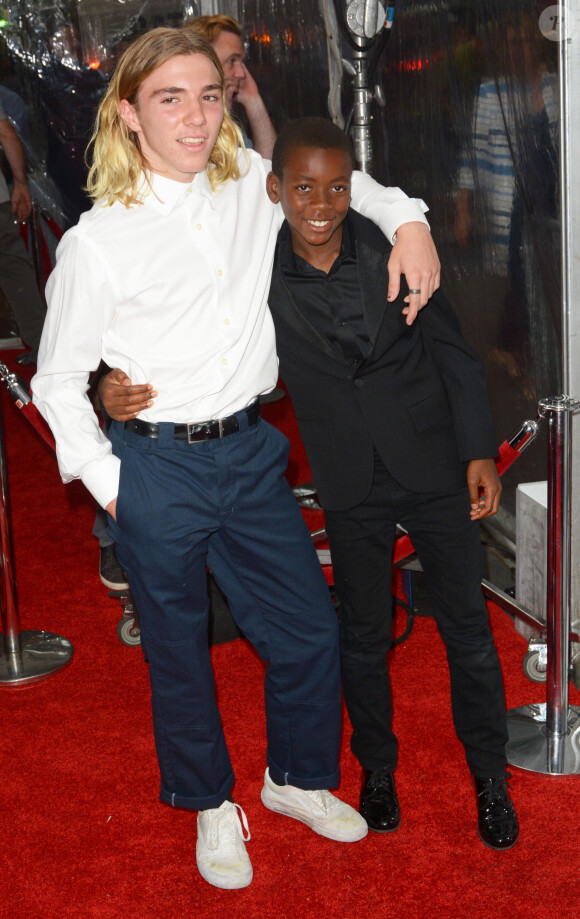 David Banda et Rocco, les fils de Guy Ritchie et Madonna à l'Avant-première du film "The Man From U.N.C.L.E." au Ziegfeld Theatre à New York, le 10 août 2015.