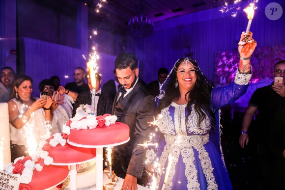 Exclusif - Fiançailles de Sarah Fraisou ("Les Anges 8") avec Malik, la cérémonie s'est déroulée dans une salle des fêtes de la région parisienne en présence de leurs familles le 8 juillet 2016.