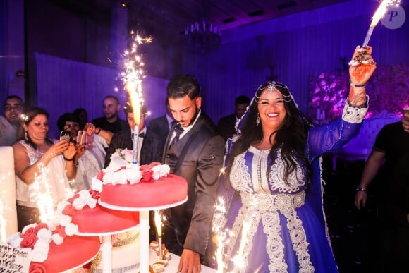 Exclusif - Fiançailles de Sarah Fraisou ("Les Anges 8") avec Malik, la cérémonie s'est déroulée dans une salle des fêtes de la région parisienne en présence de leurs familles le 8 juillet 2016.