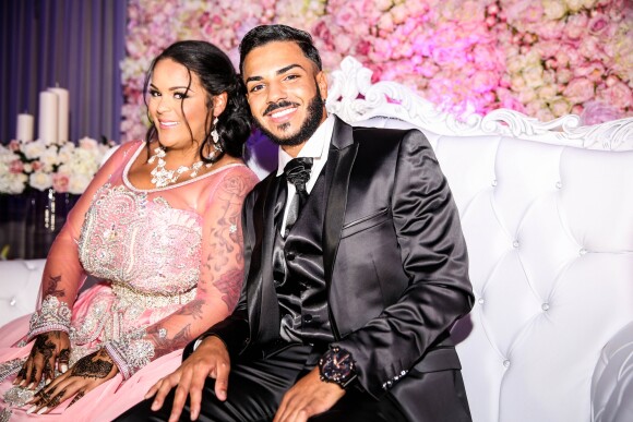Exclusif - Fiançailles de Sarah Fraisou ("Les Anges 8") avec Malik, la cérémonie s'est déroulée dans une salle des fêtes de la région parisienne en présence de leurs familles le 8 juillet 2016.