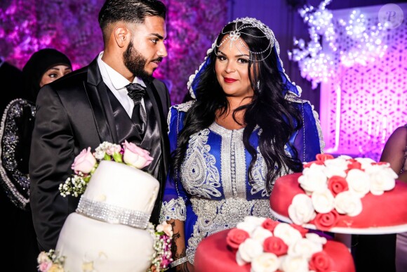 Exclusif - Fiançailles de Sarah Fraisou ("Les Anges 8") avec Malik, la cérémonie s'est déroulée dans une salle des fêtes de la région parisienne en présence de leurs familles le 8 juillet 2016.
