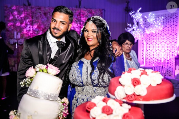 Exclusif - Fiançailles de Sarah Fraisou ("Les Anges 8") avec Malik, la cérémonie s'est déroulée dans une salle des fêtes de la région parisienne en présence de leurs familles le 8 juillet 2016.