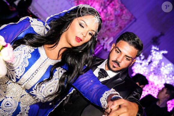Exclusif - Fiançailles de Sarah Fraisou ("Les Anges 8") avec Malik, la cérémonie s'est déroulée dans une salle des fêtes de la région parisienne en présence de leurs familles le 8 juillet 2016.