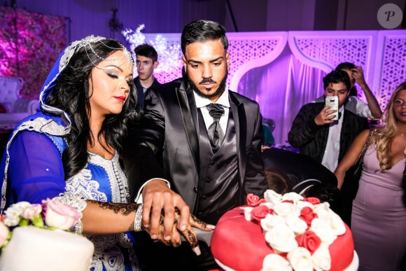 Exclusif - Fiançailles de Sarah Fraisou ("Les Anges 8") avec Malik, la cérémonie s'est déroulée dans une salle des fêtes de la région parisienne en présence de leurs familles le 8 juillet 2016.