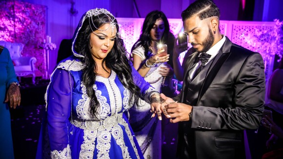 Exclusif - Fiançailles de Sarah Fraisou ("Les Anges 8") avec Malik, la cérémonie s'est déroulée dans une salle des fêtes de la région parisienne en présence de leurs familles le 8 juillet 2016.