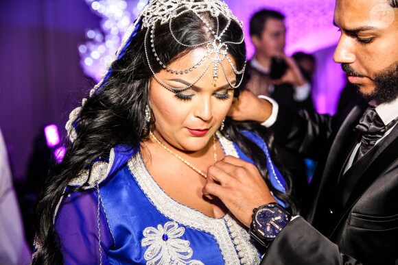 Exclusif - Fiançailles de Sarah Fraisou ("Les Anges 8") avec Malik, la cérémonie s'est déroulée dans une salle des fêtes de la région parisienne en présence de leurs familles le 8 juillet 2016.