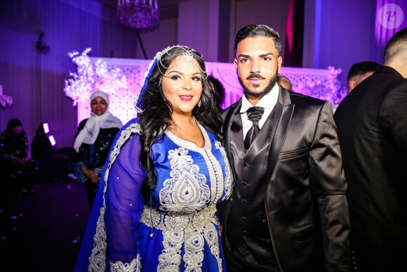 Exclusif - Fiançailles de Sarah Fraisou ("Les Anges 8") avec Malik, la cérémonie s'est déroulée dans une salle des fêtes de la région parisienne en présence de leurs familles le 8 juillet 2016.