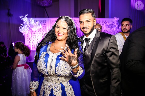 Exclusif - Fiançailles de Sarah Fraisou ("Les Anges 8") avec Malik, la cérémonie s'est déroulée dans une salle des fêtes de la région parisienne en présence de leurs familles le 8 juillet 2016.