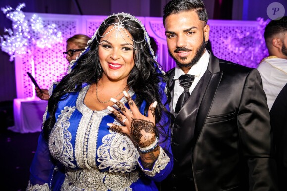 Exclusif - Fiançailles de Sarah Fraisou ("Les Anges 8") avec Malik, la cérémonie s'est déroulée dans une salle des fêtes de la région parisienne en présence de leurs familles le 8 juillet 2016.