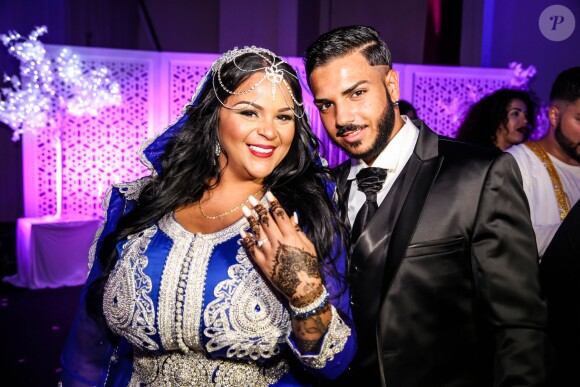 Exclusif - Fiançailles de Sarah Fraisou ("Les Anges 8") avec Malik, la cérémonie s'est déroulée dans une salle des fêtes de la région parisienne en présence de leurs familles le 8 juillet 2016.