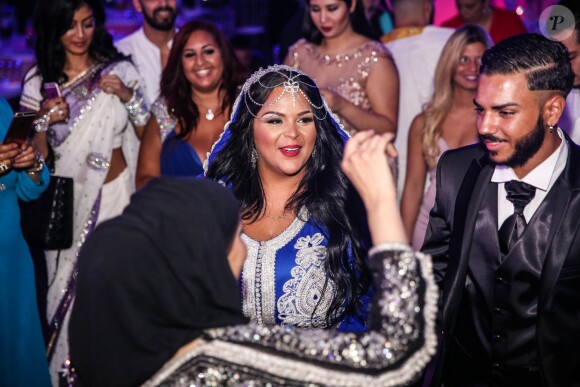 Exclusif - Fiançailles de Sarah Fraisou ("Les Anges 8") avec Malik, la cérémonie s'est déroulée dans une salle des fêtes de la région parisienne en présence de leurs familles le 8 juillet 2016.
