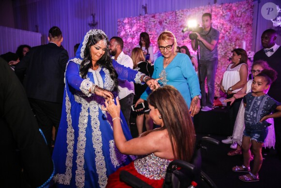 Exclusif - Fiançailles de Sarah Fraisou ("Les Anges 8") avec Malik, la cérémonie s'est déroulée dans une salle des fêtes de la région parisienne en présence de leurs familles le 8 juillet 2016.