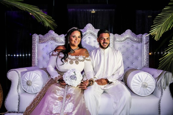 Exclusif - Fiançailles de Sarah Fraisou ("Les Anges 8") avec Malik, la cérémonie s'est déroulée dans une salle des fêtes de la région parisienne en présence de leurs familles le 8 juillet 2016.