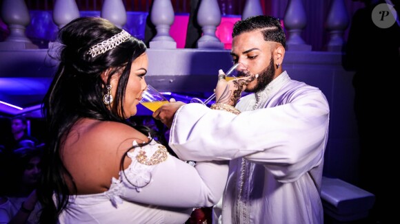 Exclusif - Fiançailles de Sarah Fraisou ("Les Anges 8") avec Malik, la cérémonie s'est déroulée dans une salle des fêtes de la région parisienne en présence de leurs familles le 8 juillet 2016.