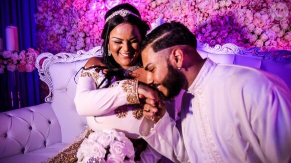 Exclusif - Fiançailles de Sarah Fraisou ("Les Anges 8") avec Malik, la cérémonie s'est déroulée dans une salle des fêtes de la région parisienne en présence de leurs familles le 8 juillet 2016.