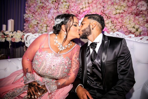 Exclusif - Fiançailles de Sarah Fraisou ("Les Anges 8") avec Malik, la cérémonie s'est déroulée dans une salle des fêtes de la région parisienne en présence de leurs familles le 8 juillet 2016.