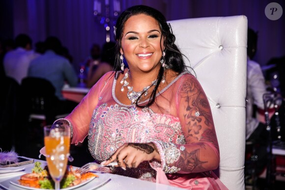 Exclusif - Fiançailles de Sarah Fraisou ("Les Anges 8") avec Malik, la cérémonie s'est déroulée dans une salle des fêtes de la région parisienne en présence de leurs familles le 8 juillet 2016.
