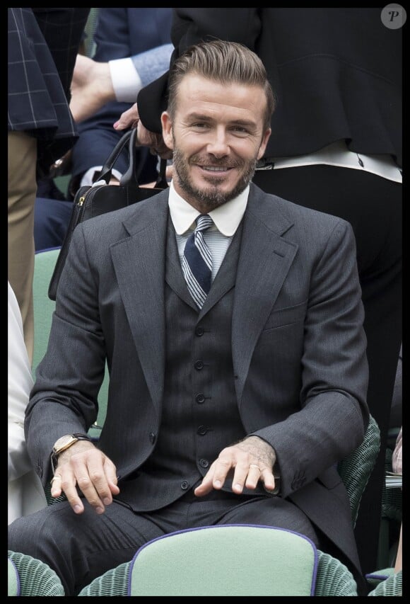 David Beckham dans les tribunes royales à Wimbledon, le 2 juillet 2016