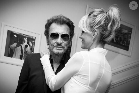 Johnny Hallyday et sa femme Laeticia Hallyday au défilé Christian Dior haute houture automne-hiver 2016-2017 à Paris. Le 4 juillet 2016 © Olivier Borde / Bestimage