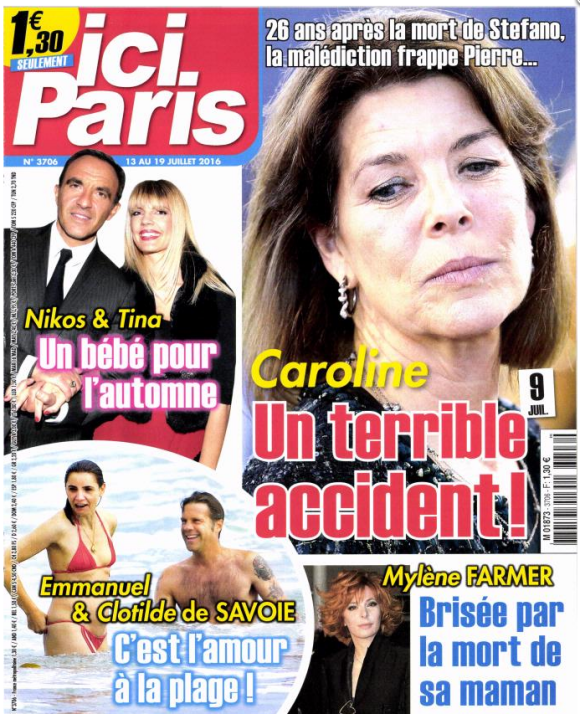 Le magazine Ici Paris annonce le décès de la mère de Mylène Farmer. Magazine en kiosques du 13 au 19 juillet 2016