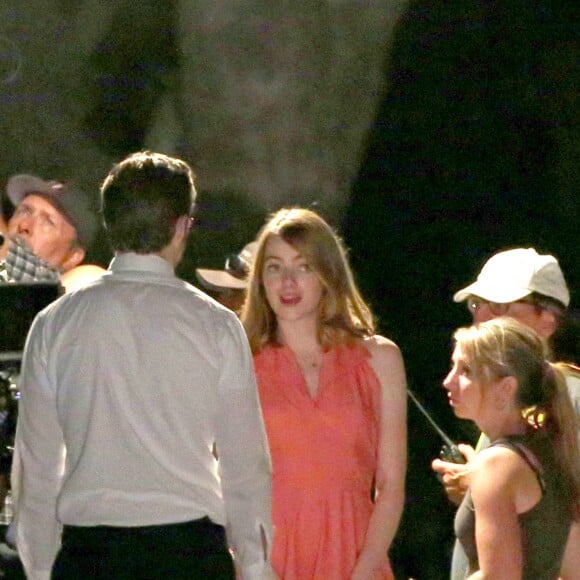 Exclusif - Ryan Gosling et Emma Stone lors du tournage de la dernière scène de la comédie musicale " La La Land" à Pasadena, le 9 octobre 2015.