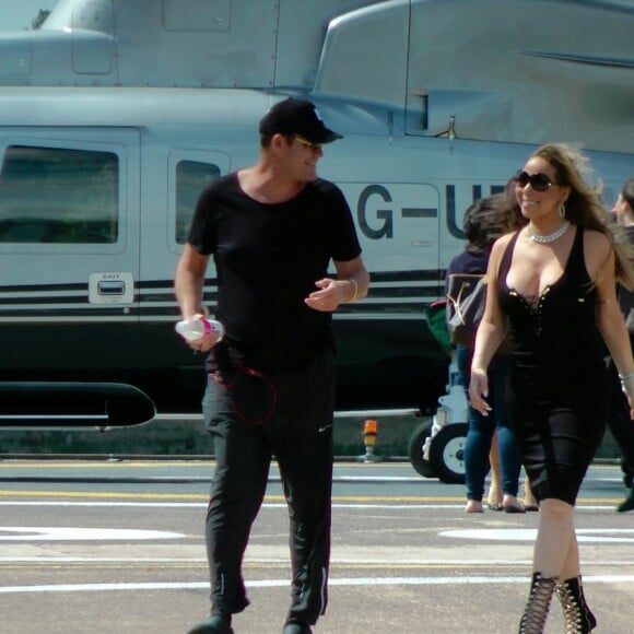 Mariah Carey et James Packer arrivent à l'Heliport de Londres, le 11 juillet 2016