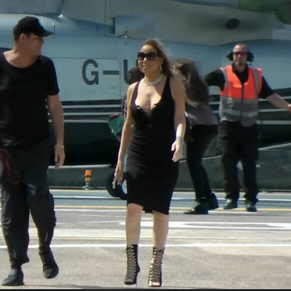 Mariah Carey et James Packer arrivent à l'Heliport de Londres, le 11 juillet 2016