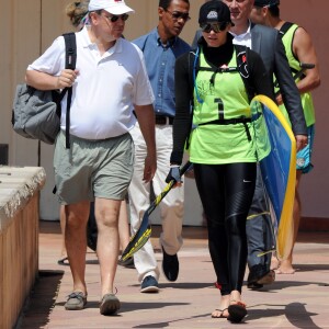 Exclusif - La princesse Charlene de Monaco a participé le 25 juin 2016 à la 2e édition de la Riviera Sup Race, une course de paddle de 14 kilomètres (Monaco, Italie, Menton, Roquebrune-Cap-Martin) organisée par l'association Hoé Hoé, en compagnie de son frère Gareth Wittstock. Son mari le prince Albert II de Monaco en a donné le départ sur la plage du Larvotto et était présent à Roquebrune-Cap-Martin pour l'accueillir à son arrivée, après 2h52 d'effort en plein soleil. © Bruno Bebert - Olivier Huitel/Pool Restreint Monaco/Bestimage-Crystal