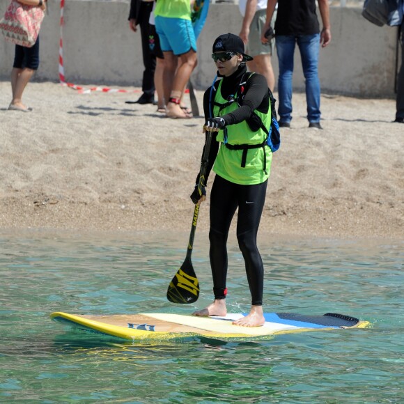 Exclusif - La princesse Charlene de Monaco a participé le 25 juin 2016 à la 2e édition de la Riviera Sup Race, une course de paddle de 14 kilomètres (Monaco, Italie, Menton, Roquebrune-Cap-Martin) organisée par l'association Hoé Hoé, en compagnie de son frère Gareth Wittstock. Son époux le prince Albert II de Monaco en a donné le départ sur la plage du Larvotto et était présent à Roquebrune-Cap-Martin pour l'accueillir à son arrivée, après 2h52 d'effort en plein soleil. © Bruno Bebert - Olivier Huitel/Pool Restreint Monaco/Bestimage-Crystal