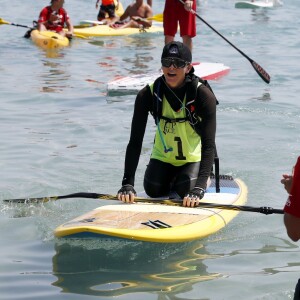 Exclusif - La princesse Charlene de Monaco a pris part le 25 juin 2016 à la 2e édition de la Riviera Sup Race, une course de paddle de 14 kilomètres (Monaco, Italie, Menton, Roquebrune-Cap-Martin) organisée par l'association Hoé Hoé, en compagnie de son frère Gareth Wittstock. Son époux le prince Albert II de Monaco en a donné le départ sur la plage du Larvotto et était présent à Roquebrune-Cap-Martin pour l'accueillir à son arrivée, après 2h52 d'effort en plein soleil. © Claudia Albuquerque/Bestimage