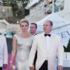 La princesse Charlene et le prince Albert II de Monaco arrivent pour le baptême du paquebot Seven Seas Explorer, de la compagnie Regent Seven Seas Cruises, le 13 juillet 2016 au port Hercule à Monte-Carlo. © Eric Mathon / Palais princier