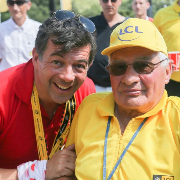 Exclusif - Stéphane Plaza, Raymond Poulidor - L'équipe de l'Etape du Coeur 2016 pour le compte de Mécénat Chirurgie Cardiaque sur la Zone Club Tour de France 2016 à la caverne Pont d'Arc, le 15 juillet 2016. Mécénat Chirurgie Cardiaque Enfants du Monde permet à des enfants souffrant de malformations cardiaques de venir en France et d'être opérés lorsqu'ils ne peuvent être soignés dans leur pays d'origine par manque de moyens financiers et techniques. © CVS/Bestimage