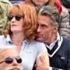Gérard Holtz et sa femme Muriel Mayette - People dans les tribunes lors du tournoi de tennis de Roland-Garros à Paris, le 28 mai 2015.