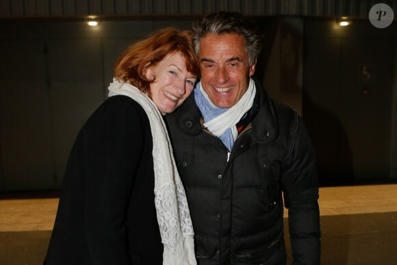 Exclusif - Gérard Holtz et sa femme Muriel Mayette-Holtz - People au concert de Julien Clerc au palais des sports à Paris le 17 mars 2015.
