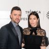 Justin Timberlake et sa femme Jessica Biel lors de la première "The Devil and the Deep Blue Sea" pendant le Festival du Film de TriBeCa 2016 au John Zuccotti Theater à New York, le 14 avril 2016.