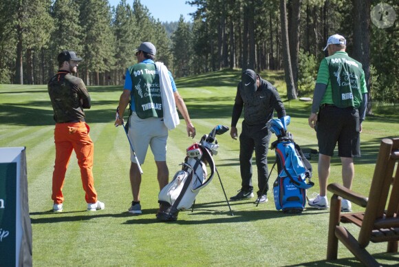 Justin Timberlake et Alfonso Riberio lors du tournoi de Golf spécial célébrités à South Lake Tahoe. Le 22 juillet 2016