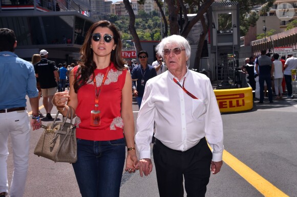 Bernie Ecclestone et sa femme Fabiana Flosi - People lors du Grand Prix de Formule 1 de Monaco, le 28 mai 2016.