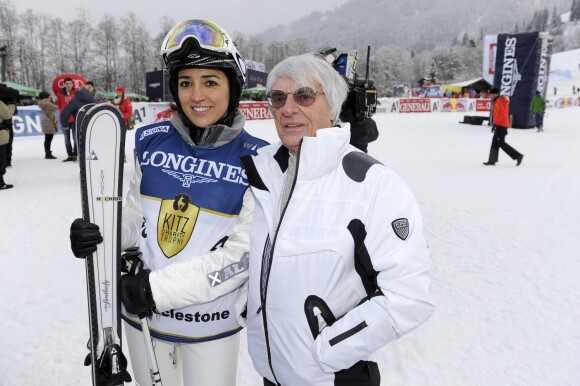 Bernard Charles "Bernie" Ecclestone et sa femme Fabiana Flosi - People a la Kitz Charity Race a Kitzbuhel en Autriche le 25/01/2014