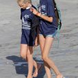 Victoria Marichalar et Irene Urdangarin - Les enfants de la famille royale d'Espagne lors de leur dernier jour de cours de voile à Majorque. Le 5 août 2016